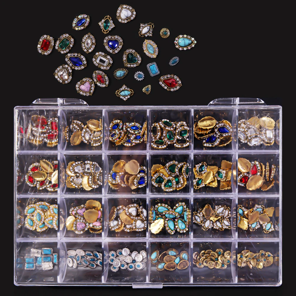Muti-Südame Kujuline Teemant Kristall Box| 240 Töö Mitme Värvi Küünte Crystal Box| Küünte Võlusid| Küünte Kristallid 0
